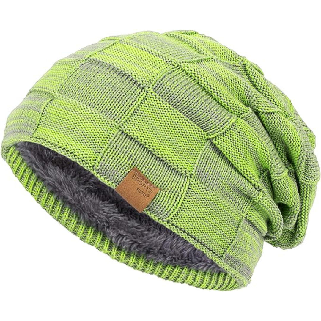 Slouchy Knitted Beanie - Luca-Bright green-The Livary