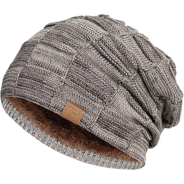 Slouchy Knitted Beanie - Luca-Brown-The Livary