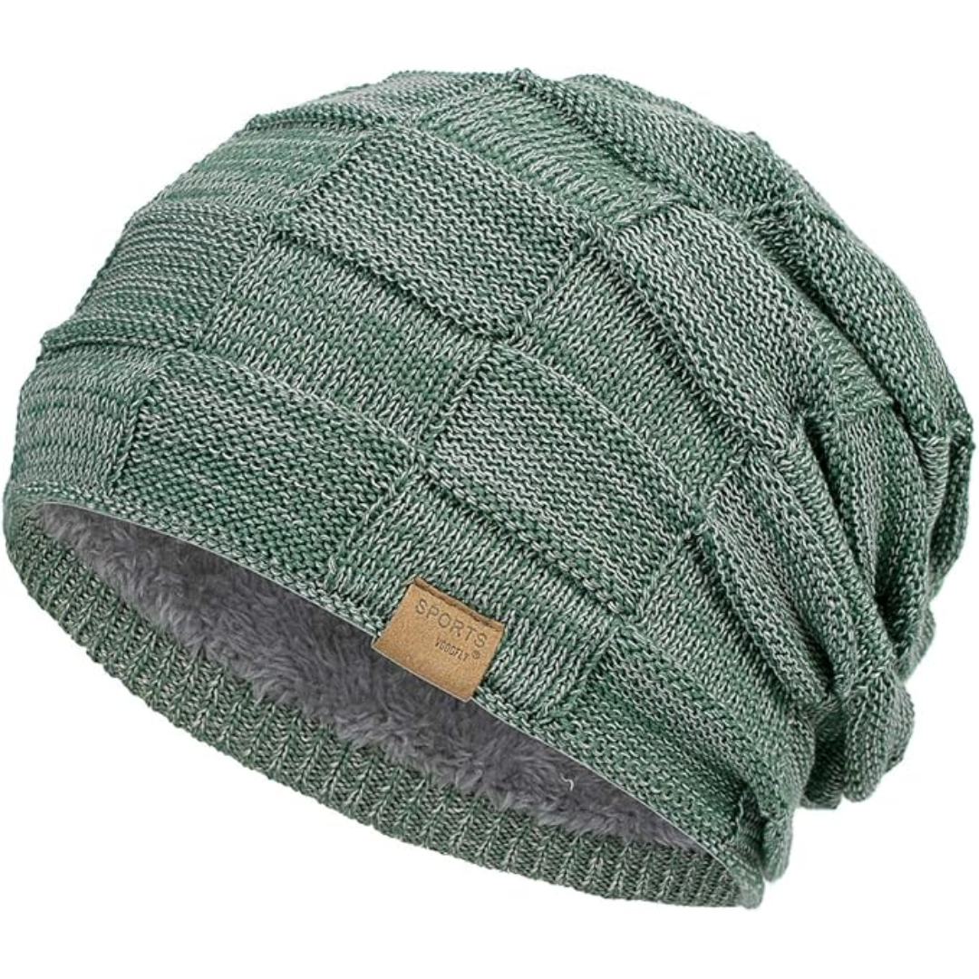 Slouchy Knitted Beanie - Luca-Green-The Livary