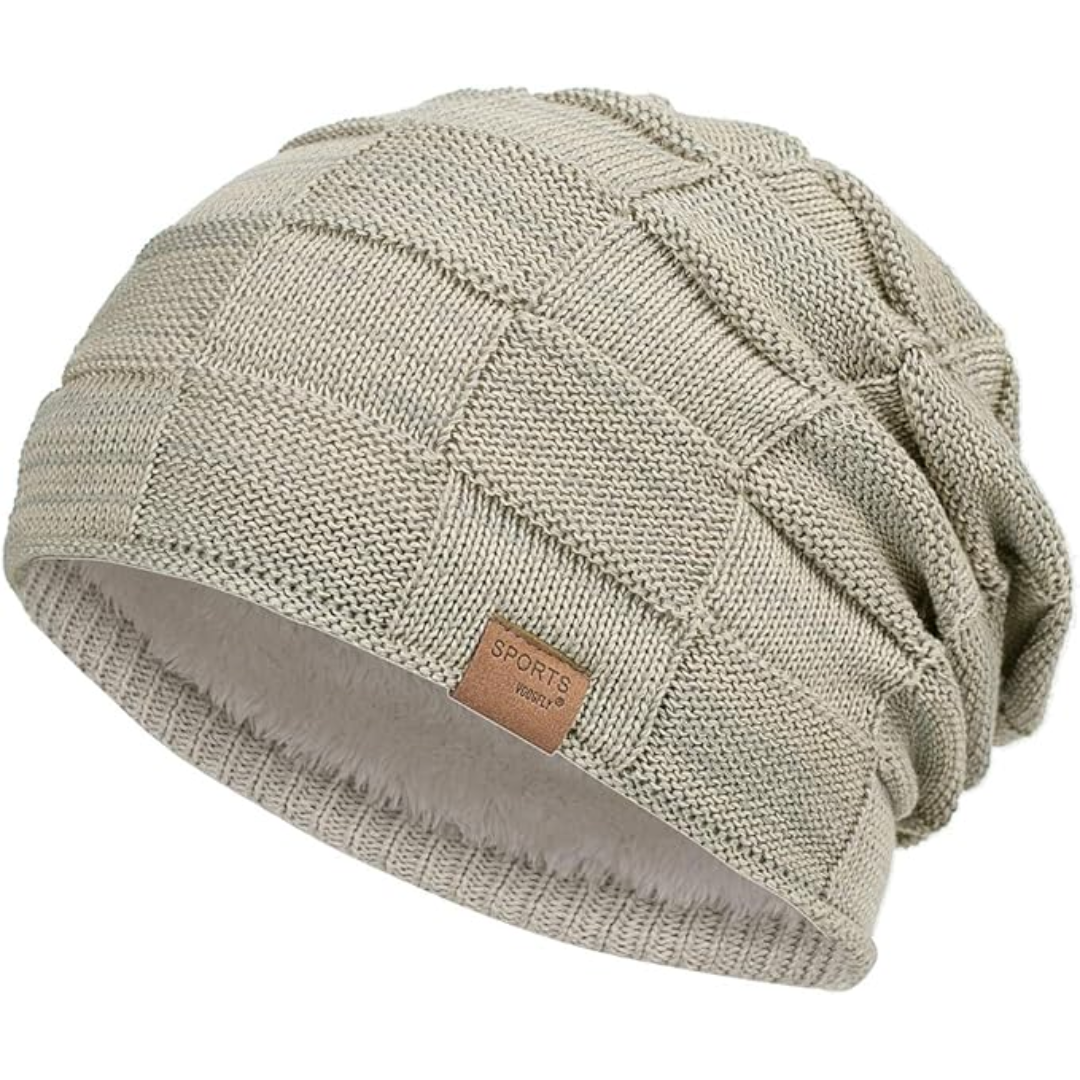 Slouchy Knitted Beanie - Luca-Khaki-The Livary