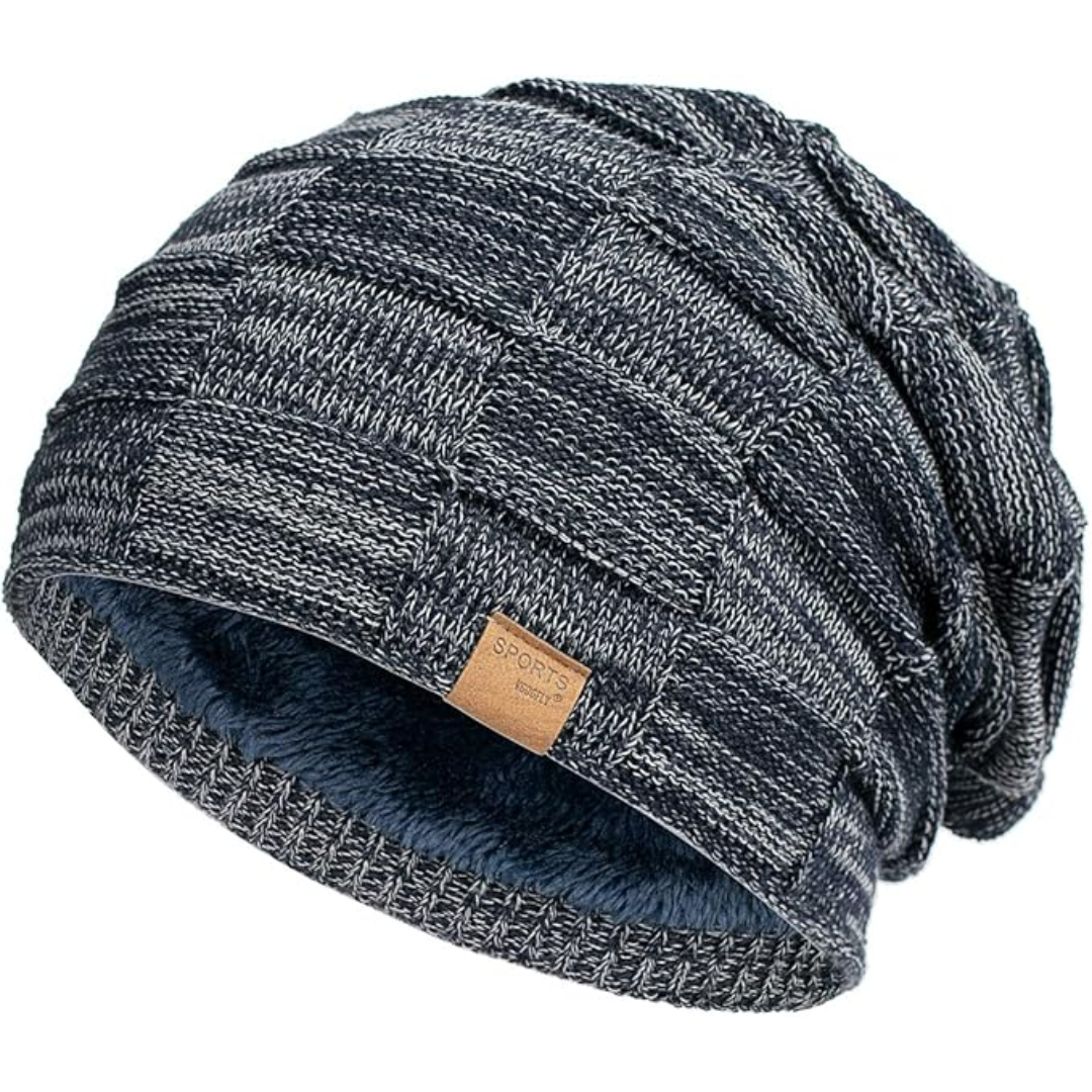 Slouchy Knitted Beanie - Luca-Marine blue-The Livary