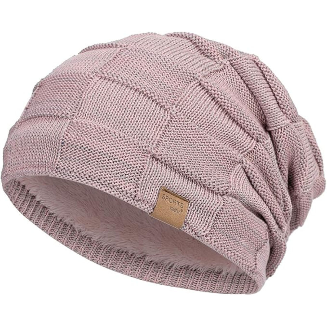 Slouchy Knitted Beanie - Luca-Pink-The Livary