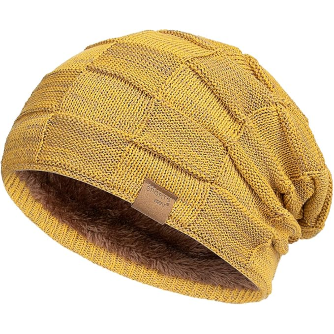 Slouchy Knitted Beanie - Luca-Yellow-The Livary