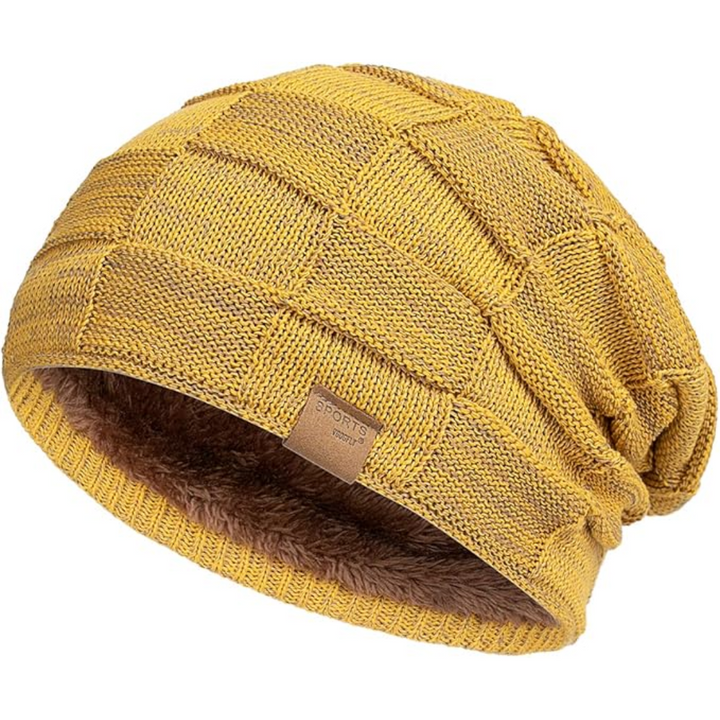 Slouchy Knitted Beanie - Luca-Yellow-The Livary