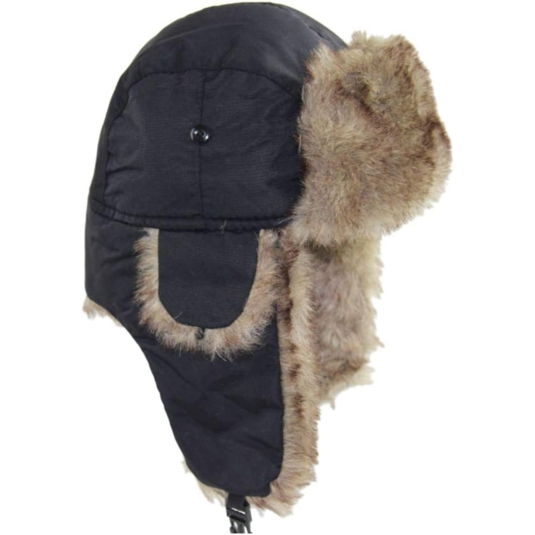 Trapper Winter Hat with Fur Lining - Sasha-Black-The Livary