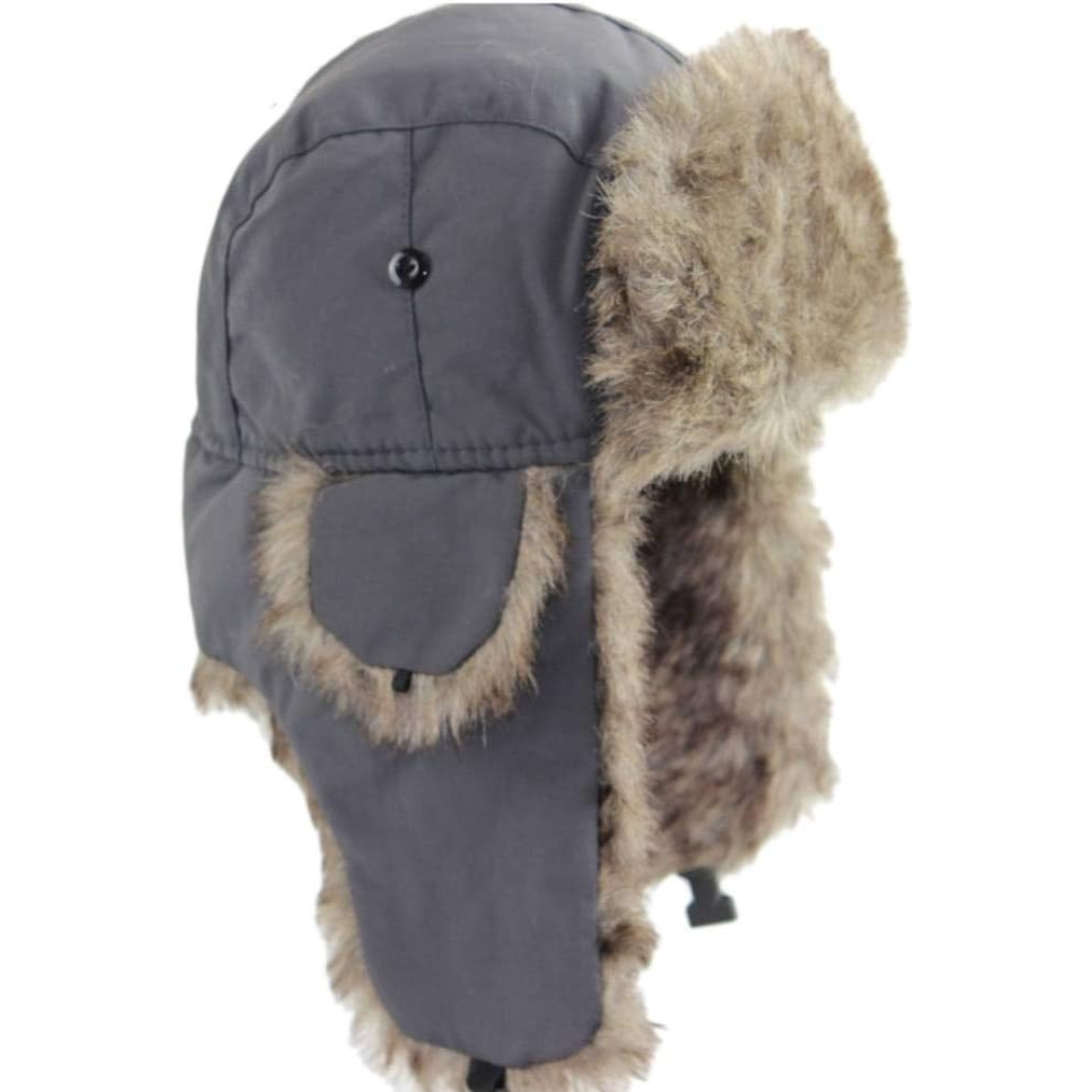 Trapper Winter Hat with Fur Lining - Sasha-Grey-The Livary