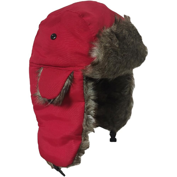 Trapper Winter Hat with Fur Lining - Sasha-Red-The Livary