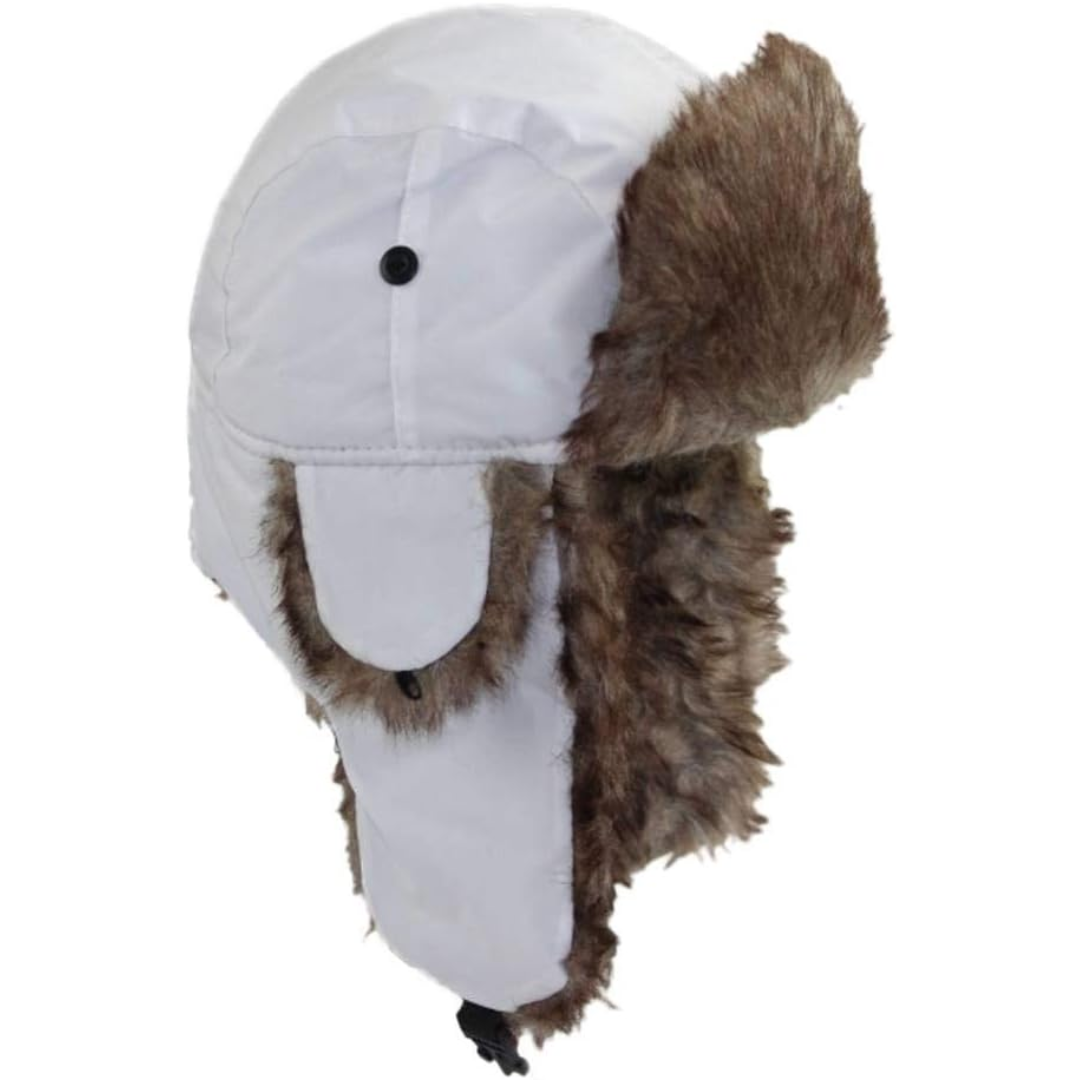 Trapper Winter Hat with Fur Lining - Sasha-White-The Livary