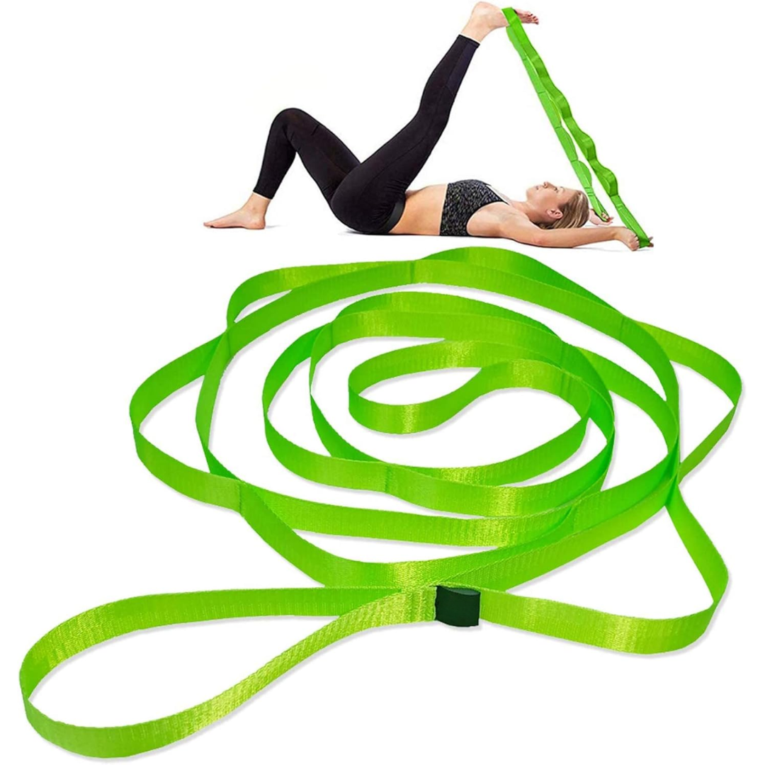 Yoga Stretch Band with 12 Loops-Green 2.5cm-The Livary