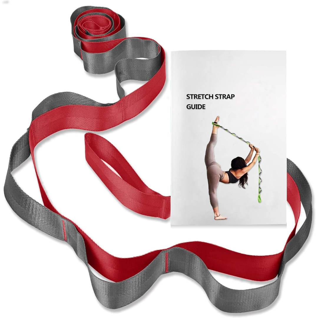 Yoga Stretch Band with 12 Loops-Red-The Livary