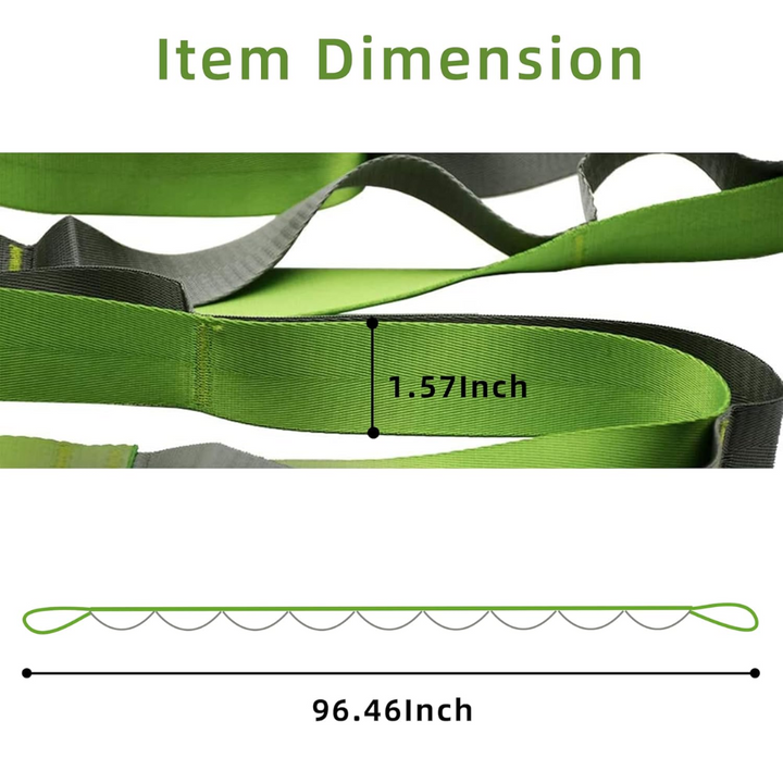 Yoga Stretch Band with 12 Loops-Black-The Livary