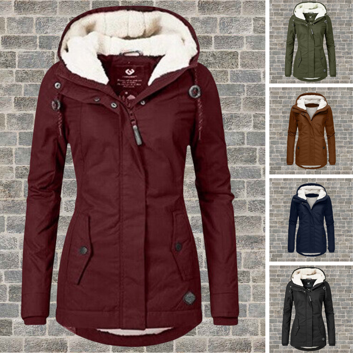 Pleated Cotton Winter Jacket with Hood - Mila-Grey-S-The Livary