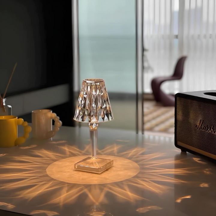 Crystal Table Lamp with Touch Control - LumeCrystal-Transparent-The Livary