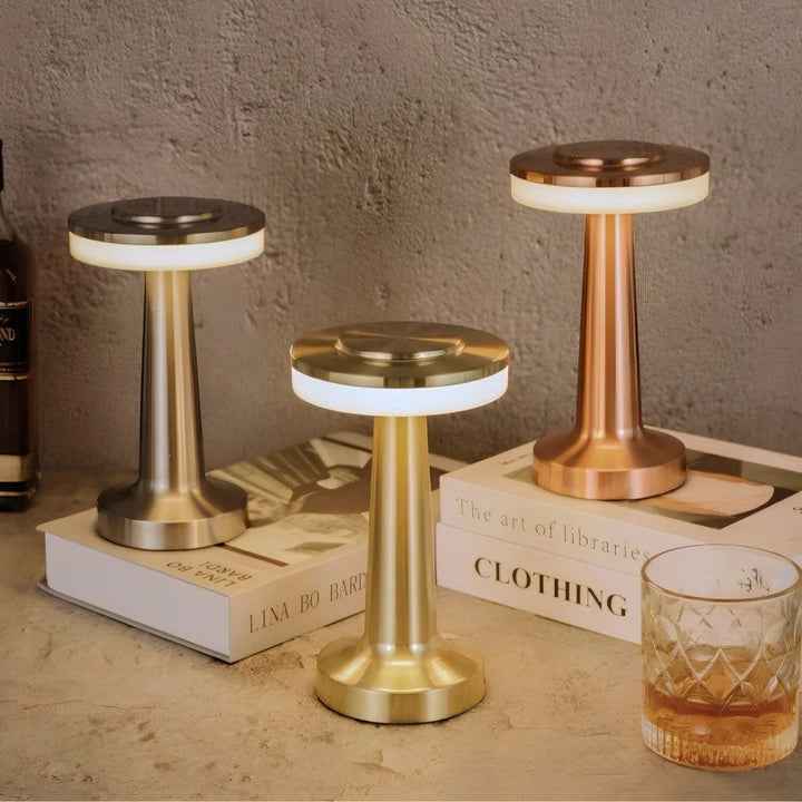 Wireless Retro Table Lamp - LumiBar-Gold-The Livary