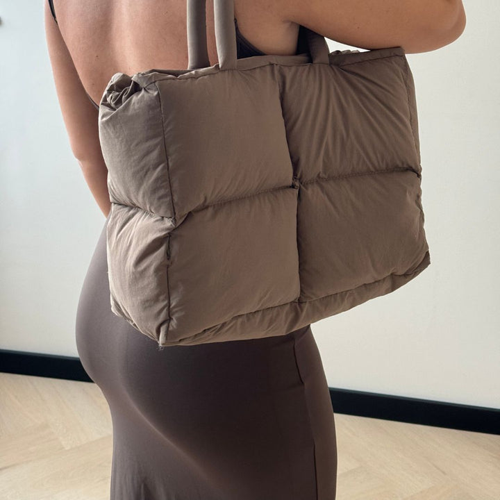 Stylish Puffer Shoulder Bag - Aurora-Brown-The Livary
