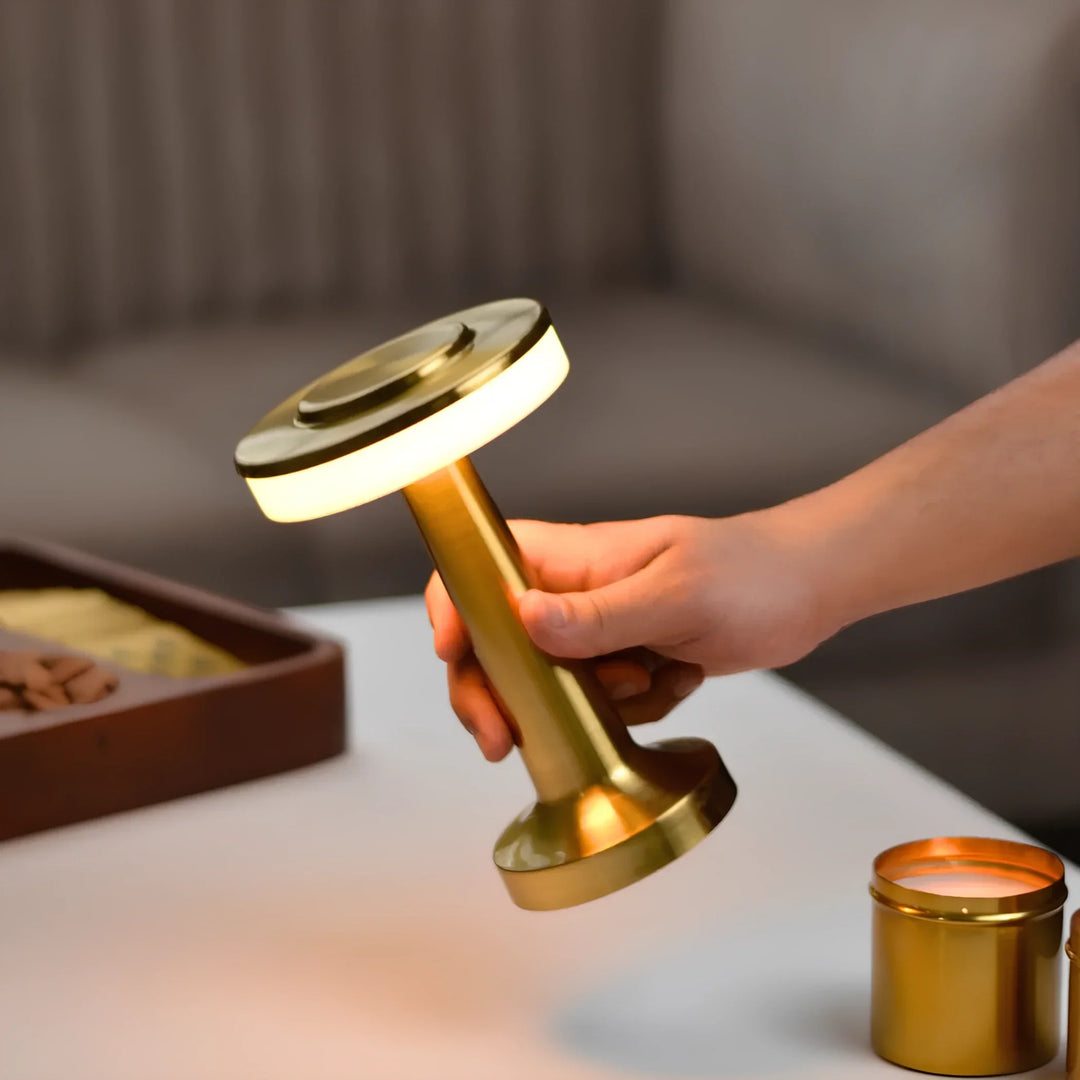 Wireless Retro Table Lamp - LumiBar-Gold-The Livary