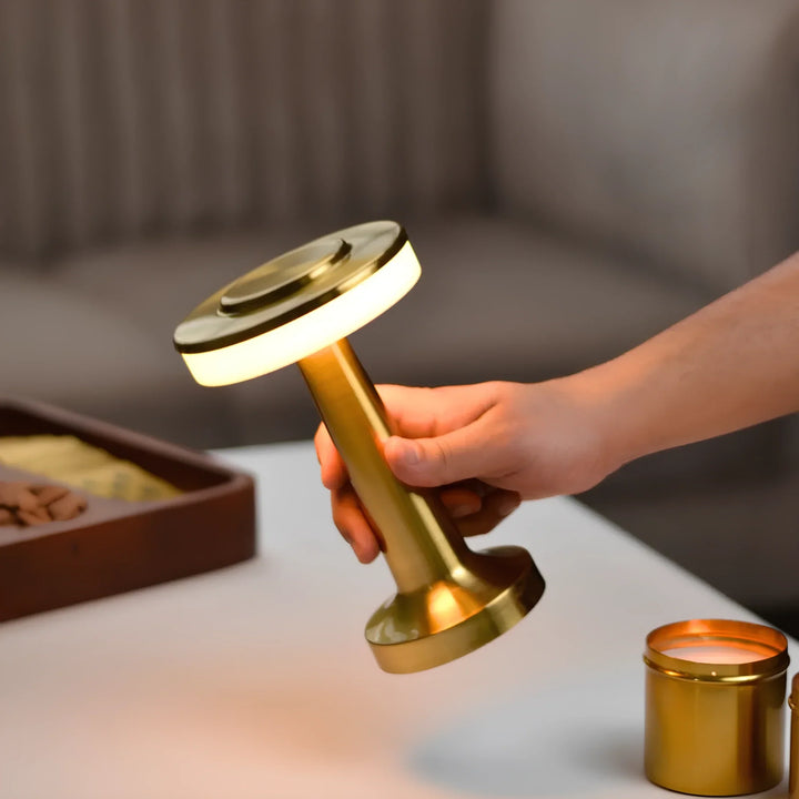Wireless Retro Table Lamp - LumiBar-Gold-The Livary