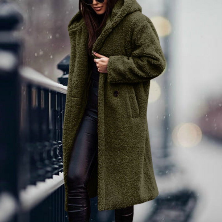 Warm and Stylish Long Winter Coat - Amara-Olive green-S-The Livary