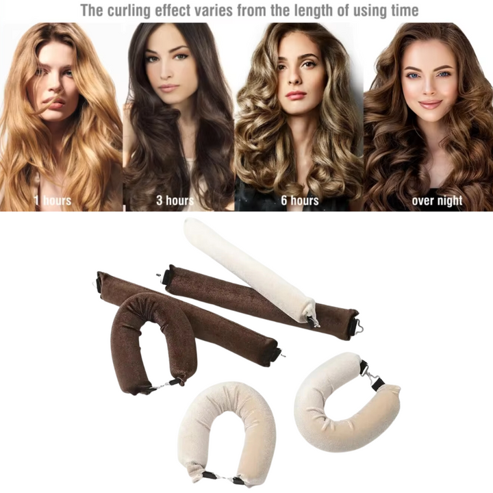 Heatless Hair Curler Set - Soft Curls While You Sleep-Beige-3 pieces-The Livary
