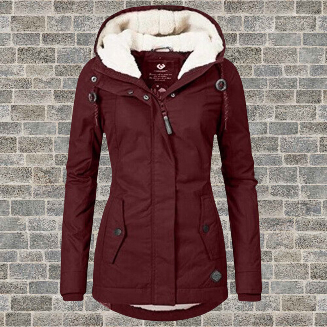 Pleated Cotton Winter Jacket with Hood - Mila-Bordeaux-S-The Livary