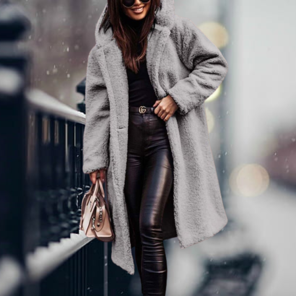 Warm and Stylish Long Winter Coat - Amara-Grey-S-The Livary