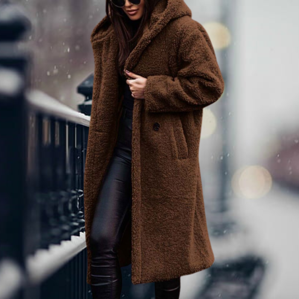 Warm and Stylish Long Winter Coat - Amara-Brown-S-The Livary