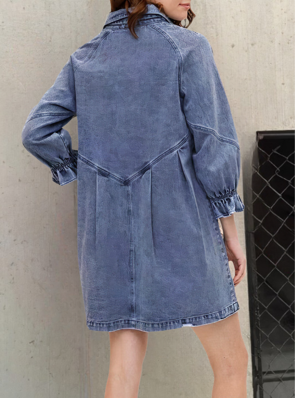 Denim Dress with Long Sleeves – Rivka-Pink-S-The Livary