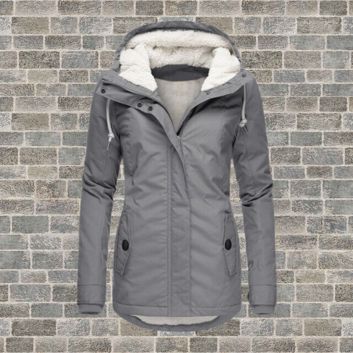 Pleated Cotton Winter Jacket with Hood - Mila-Grey-S-The Livary