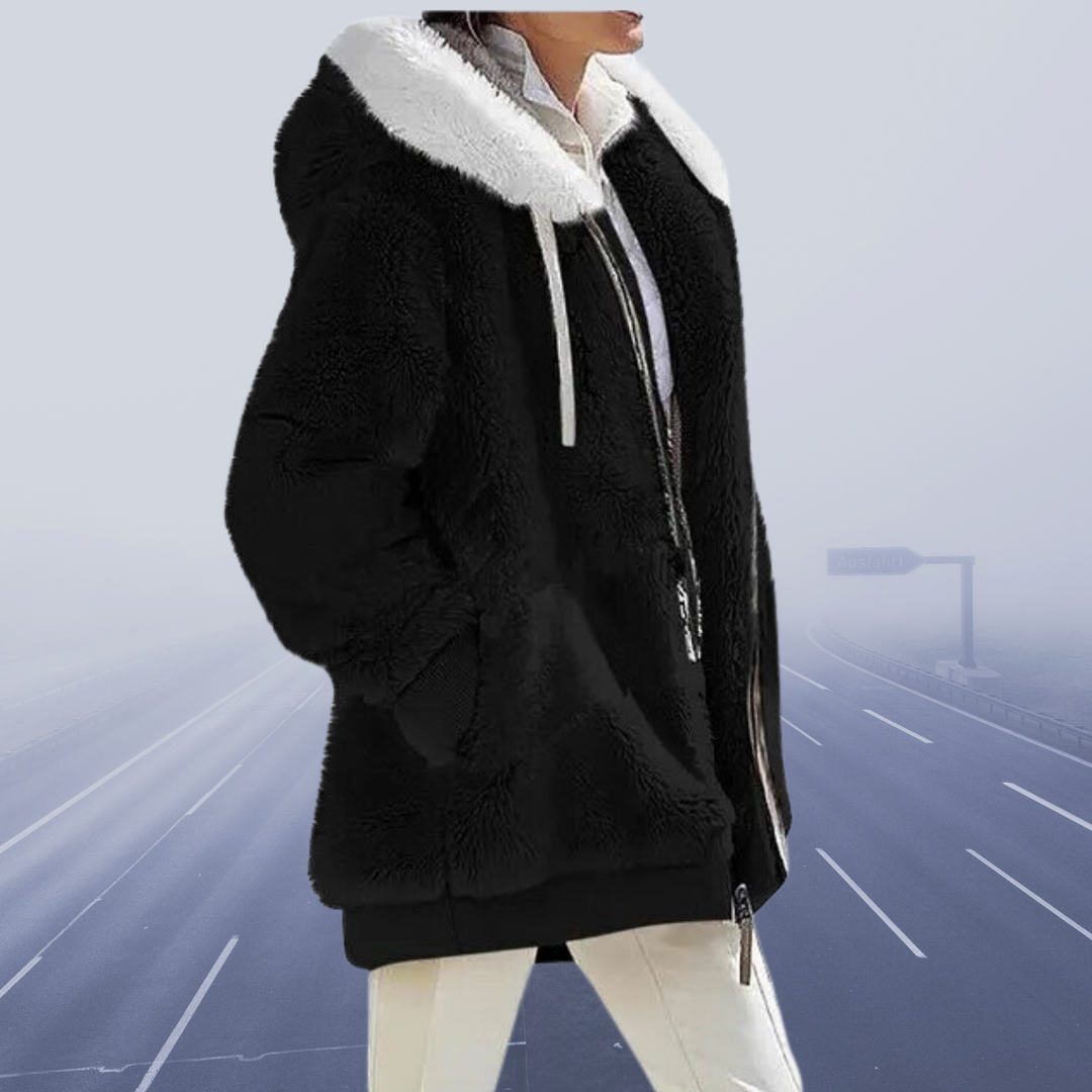 Casual Fleece Vest with Hood - Elena-S-Black-The Livary