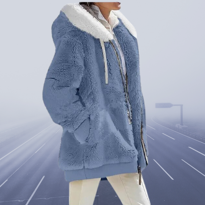 Casual Fleece Vest with Hood - Elena-S-Blue-The Livary