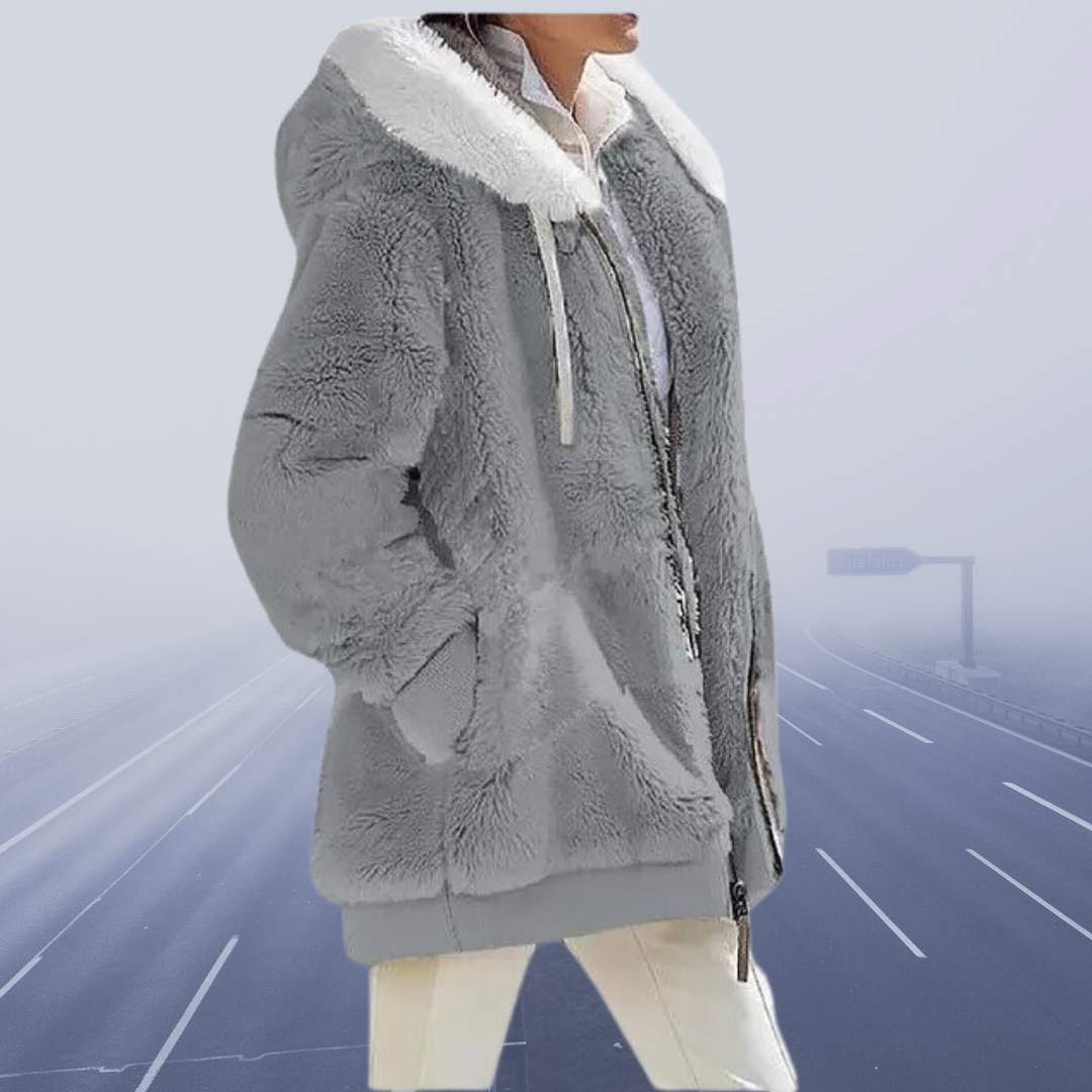 Casual Fleece Vest with Hood - Elena-S-Light grey-The Livary