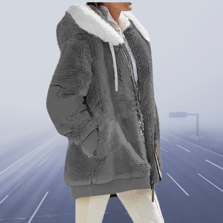 Casual Fleece Vest with Hood - Elena-S-Dark grey-The Livary