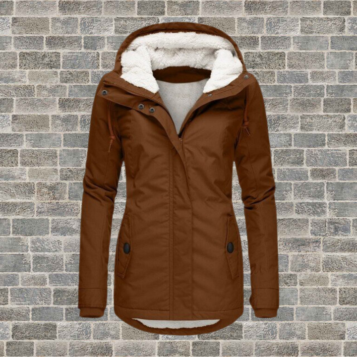 Pleated Cotton Winter Jacket with Hood - Mila-Brown-S-The Livary