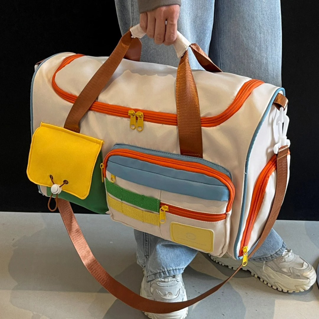 Lightweight Duffle Bag with Colour Blocks - FlexaBag-The Livary