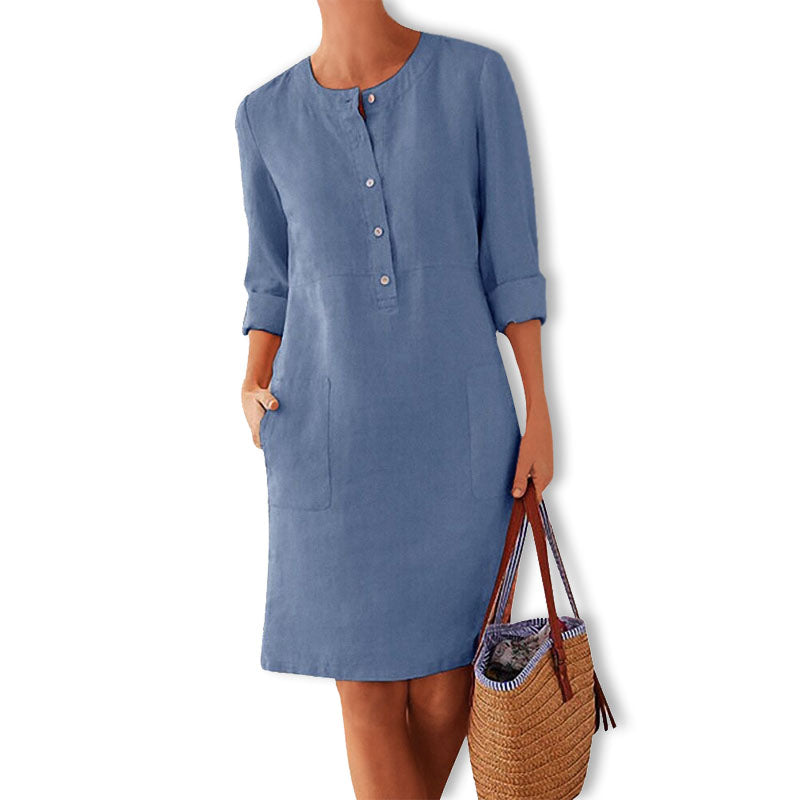 Airy summer dress in fresh colour – Nika-Blue-XS-The Livary