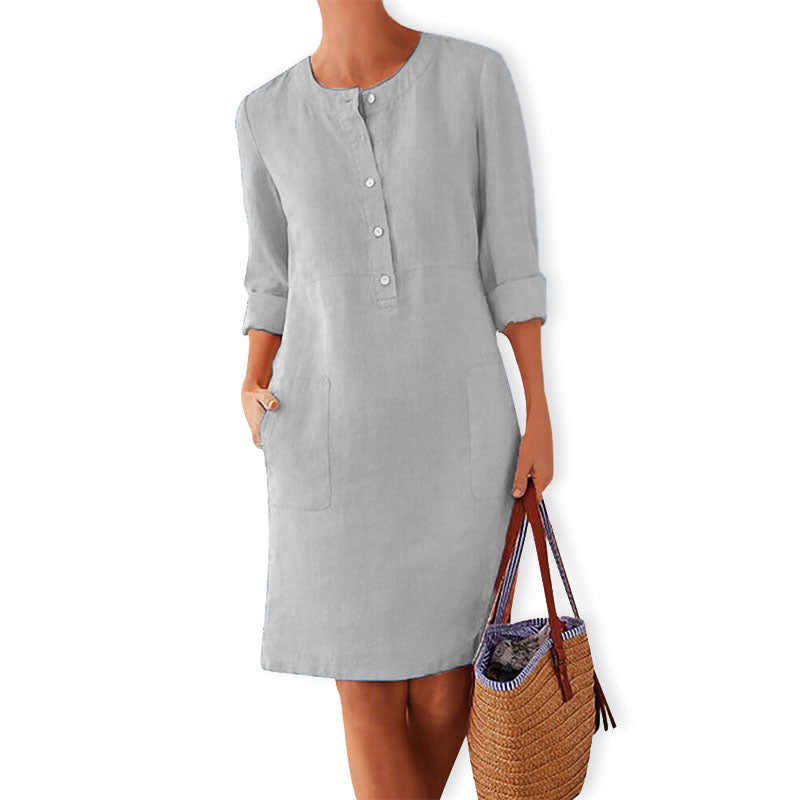 Airy summer dress in fresh colour – Nika-Gray-XS-The Livary