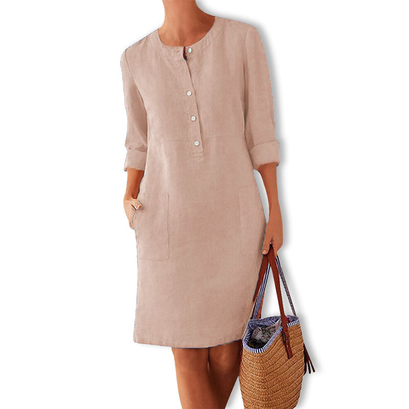 Airy summer dress in fresh colour – Nika-Khaki-XS-The Livary