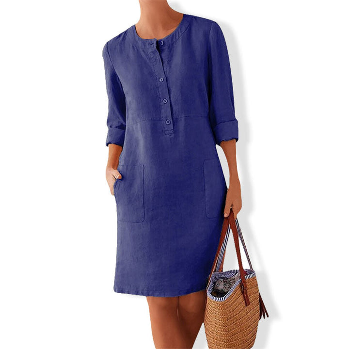 Airy summer dress in fresh colour – Nika-Dark blue-XS-The Livary