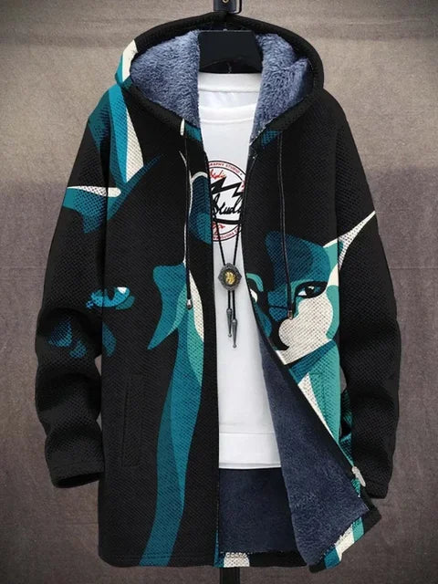 Trendy Women's Coat with Artistic Print - Isa-Style 5-S-The Livary