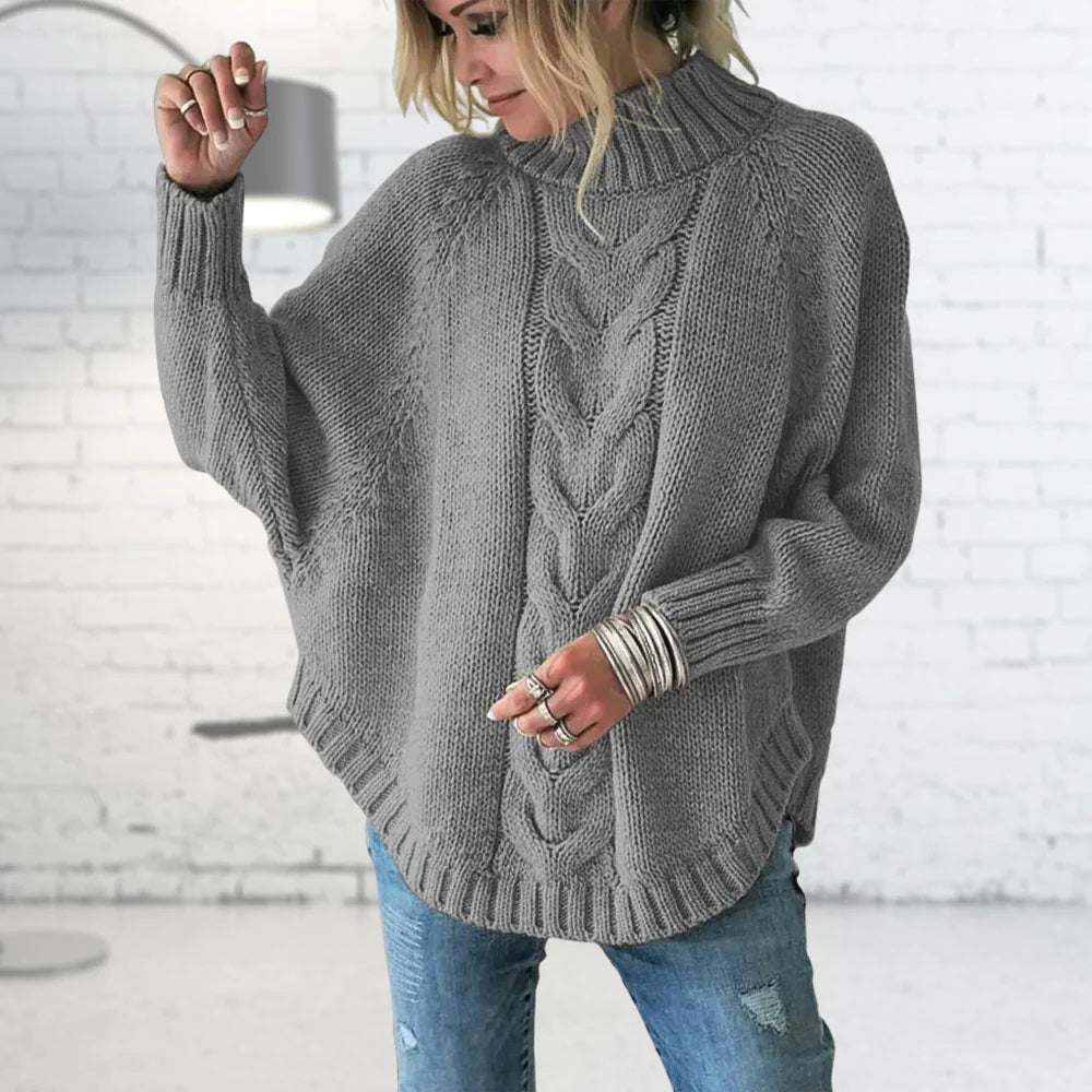 Long Coarse Knitted Women's Sweater - Elise