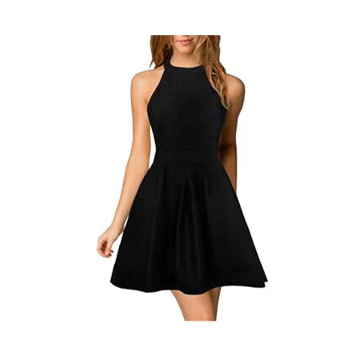 Stylish ladies' summer dress with halter neck – Malia-Black-S-The Livary