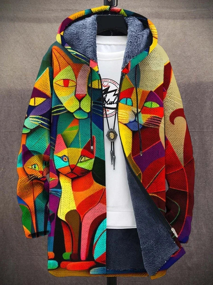 Trendy Women's Coat with Artistic Print - Isa-Style 2-S-The Livary
