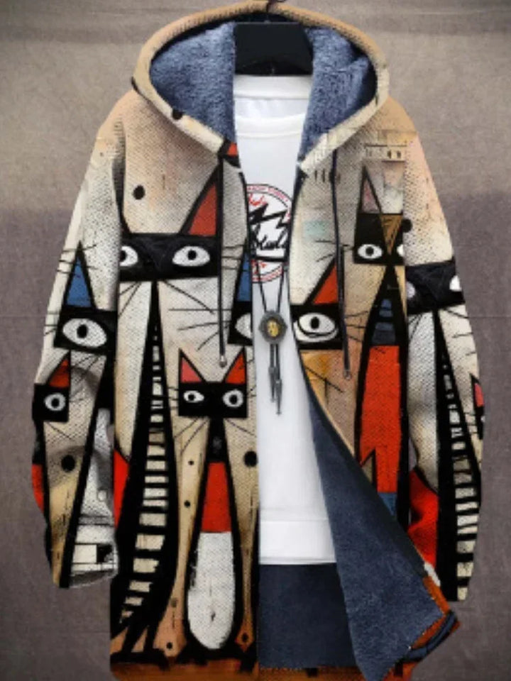 Trendy Women's Coat with Artistic Print - Isa-Style 4-S-The Livary