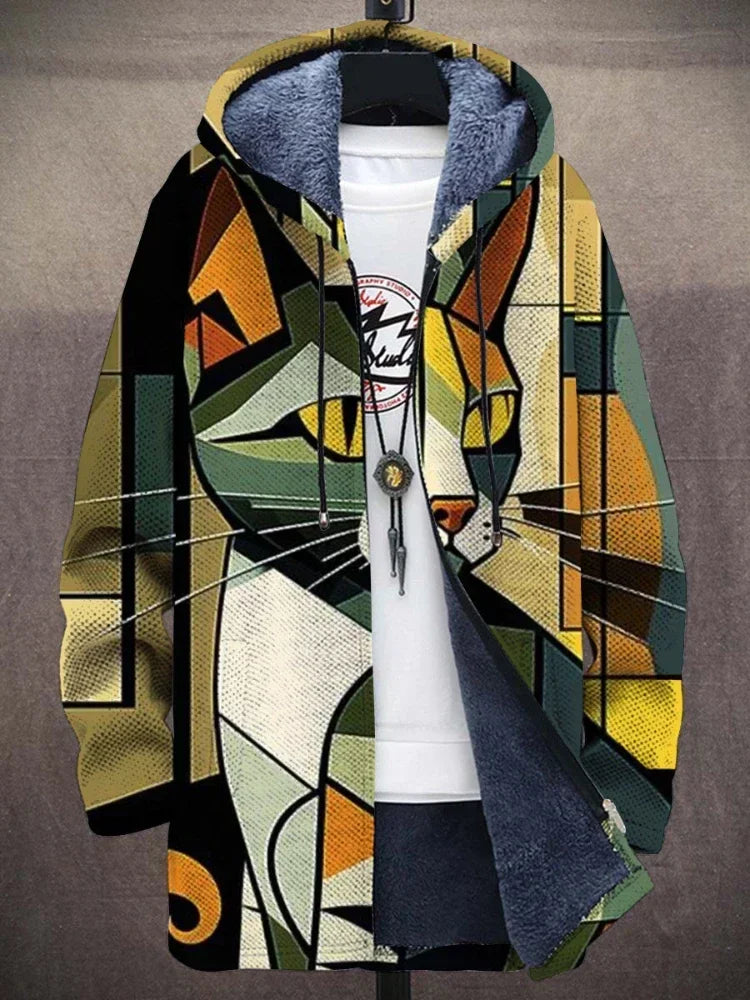 Trendy Women's Coat with Artistic Print - Isa-Style 6-S-The Livary