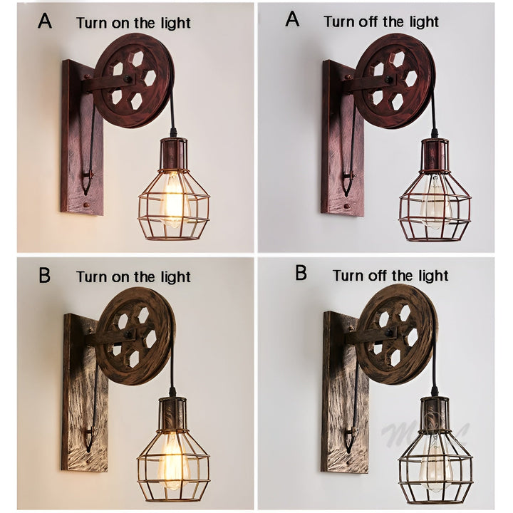 Vintage Industrial LED Wall Lamp - IronGlare-Black-The Livary