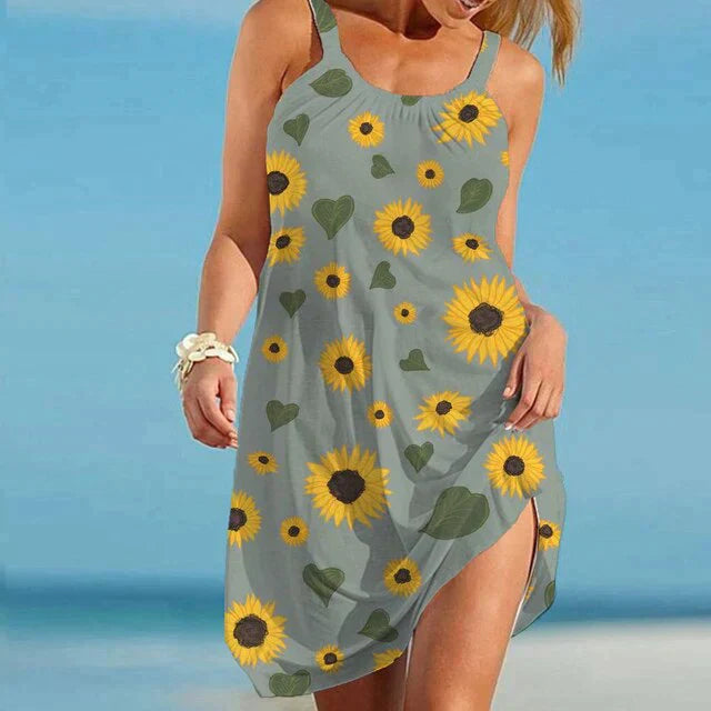 Boho Chic summer dress with floral print – Karla-Gray-S-The Livary