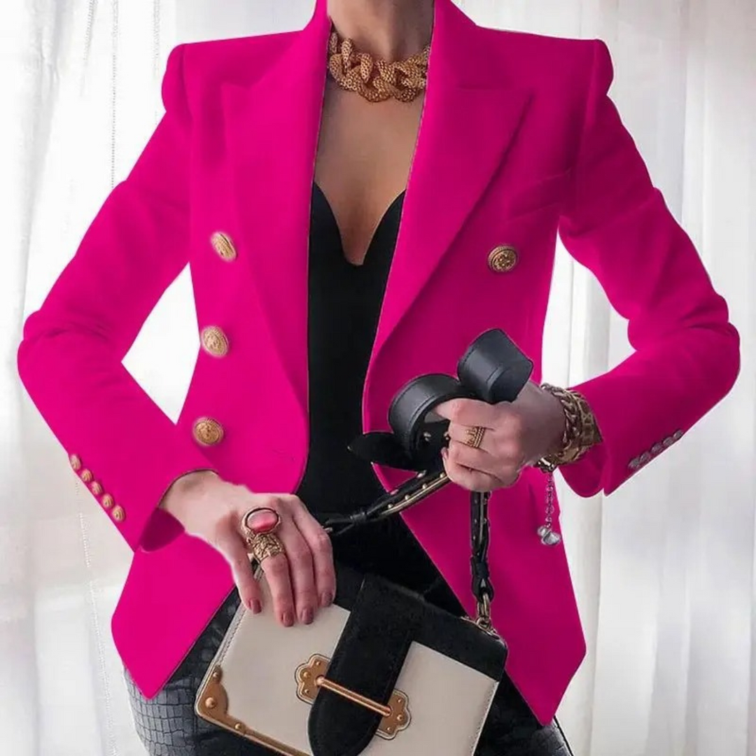 Vintage Ladies Blazer with Double Buttons - Isabelle-Pink-S-The Livary