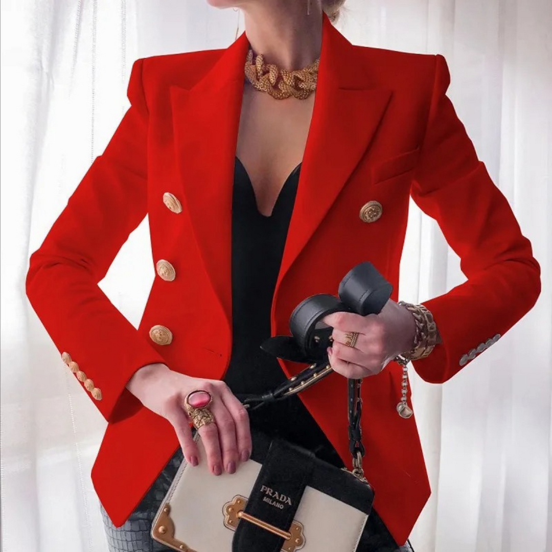 Vintage Ladies Blazer with Double Buttons - Isabelle-Red-S-The Livary
