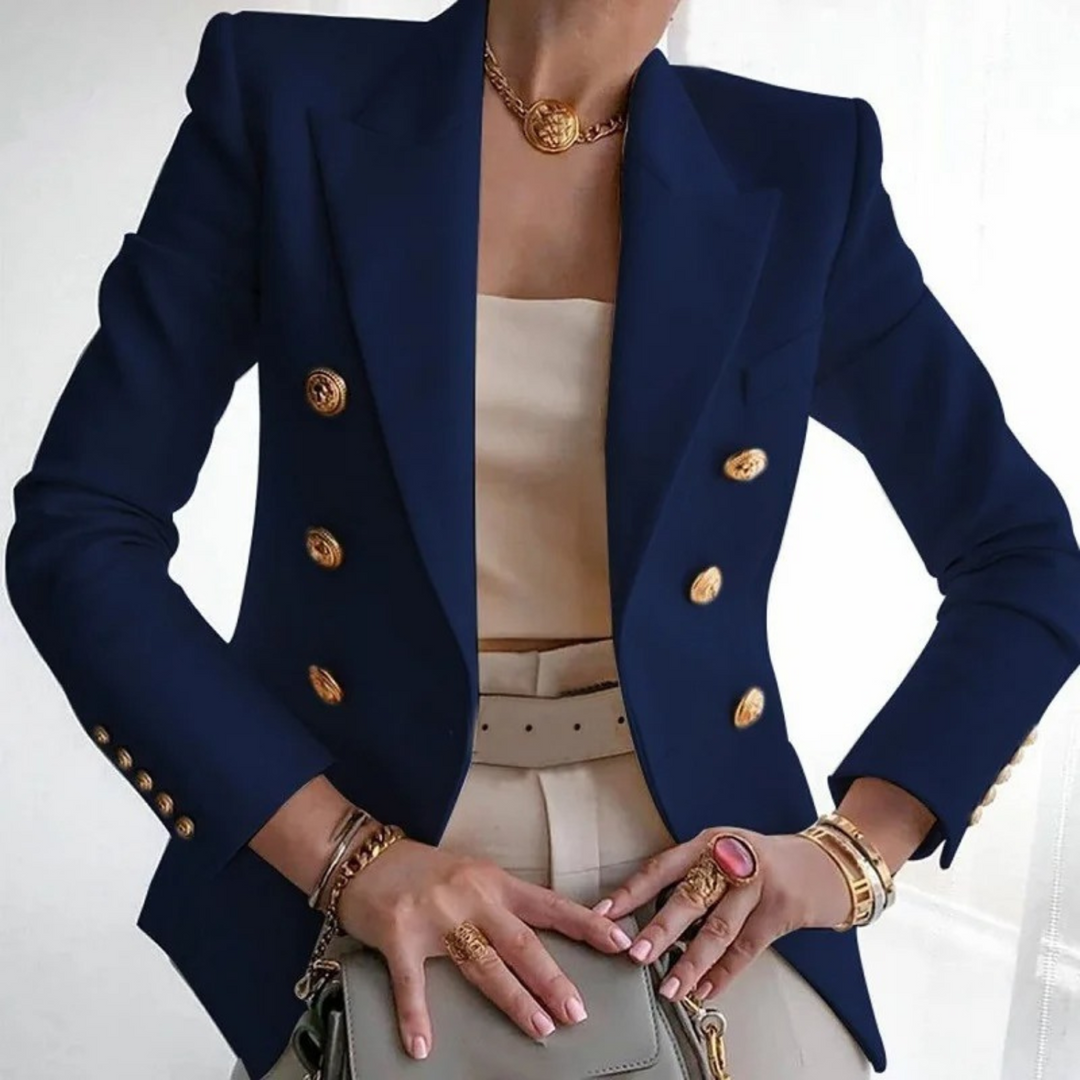 Vintage Ladies Blazer with Double Buttons - Isabelle-Blue-S-The Livary