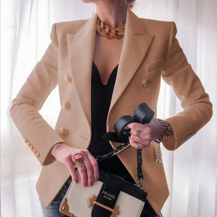 Vintage Ladies Blazer with Double Buttons - Isabelle-Brown-S-The Livary